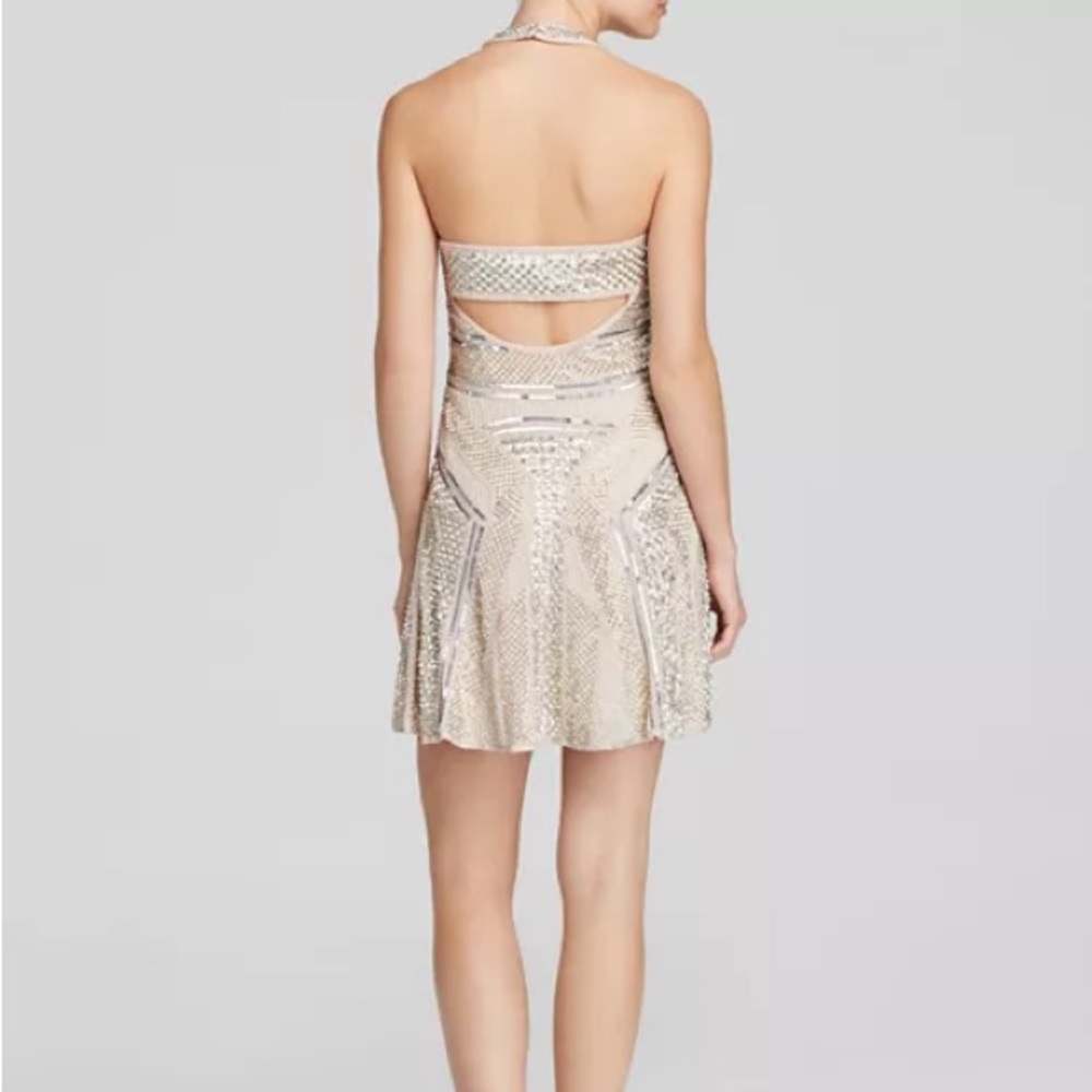 Parker Peach Backless Halter Dress